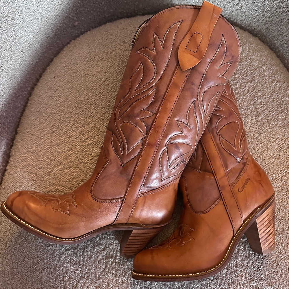 Capezio Brand New Vintage Leather Brown Cowgirl Boots
